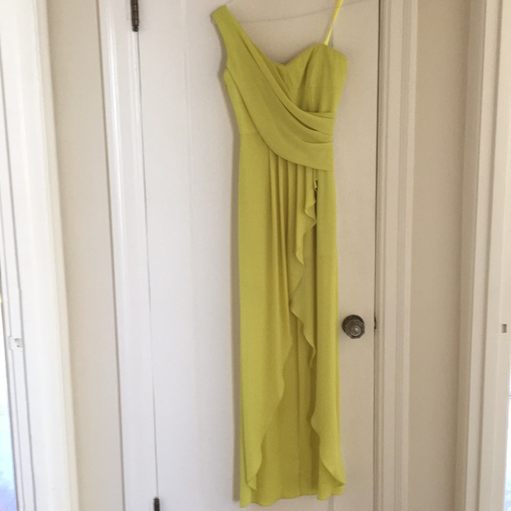 BCBG one-shoulder gown